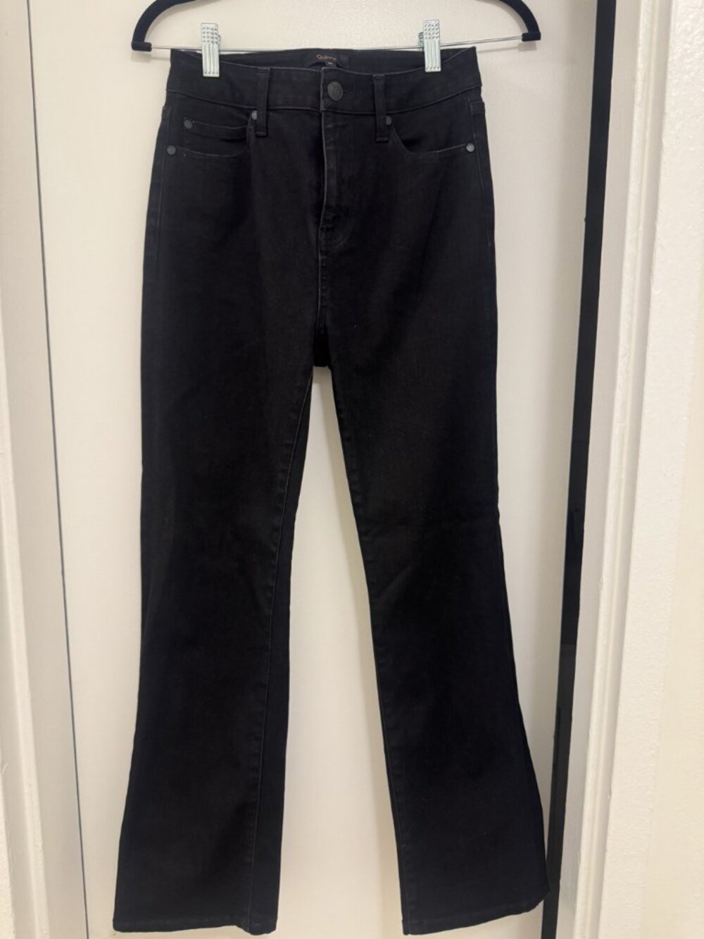 Quince Stretch High Rise Straight Jeans Black Size 26